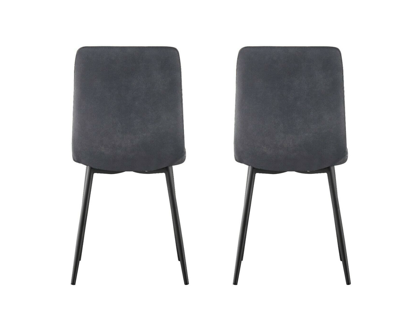Set of 2 grey faux suede dining chairs with matte finish – soft and modern design