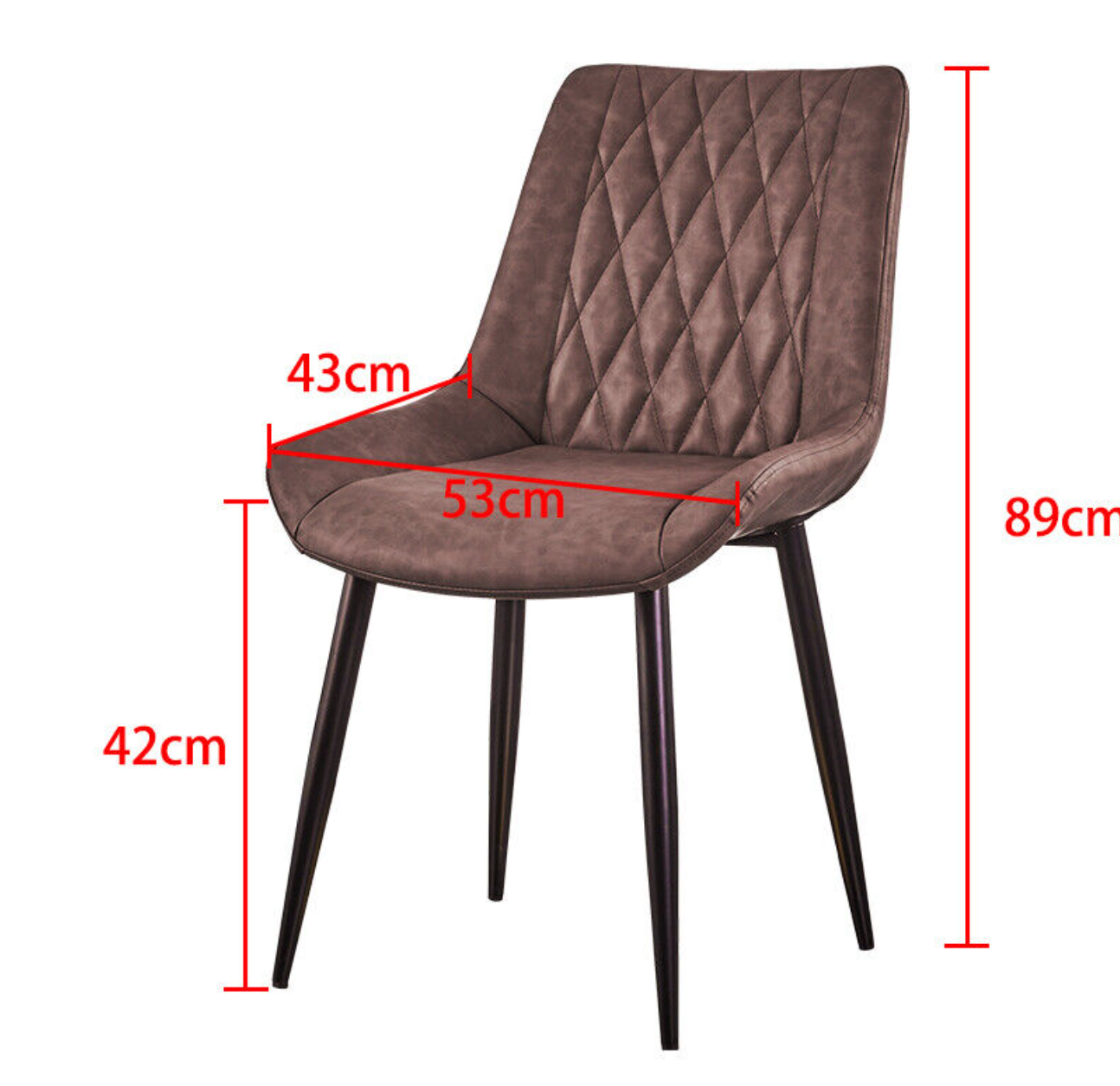 Modern brown faux leather dining chair with padded seat and metal frame – set of 2