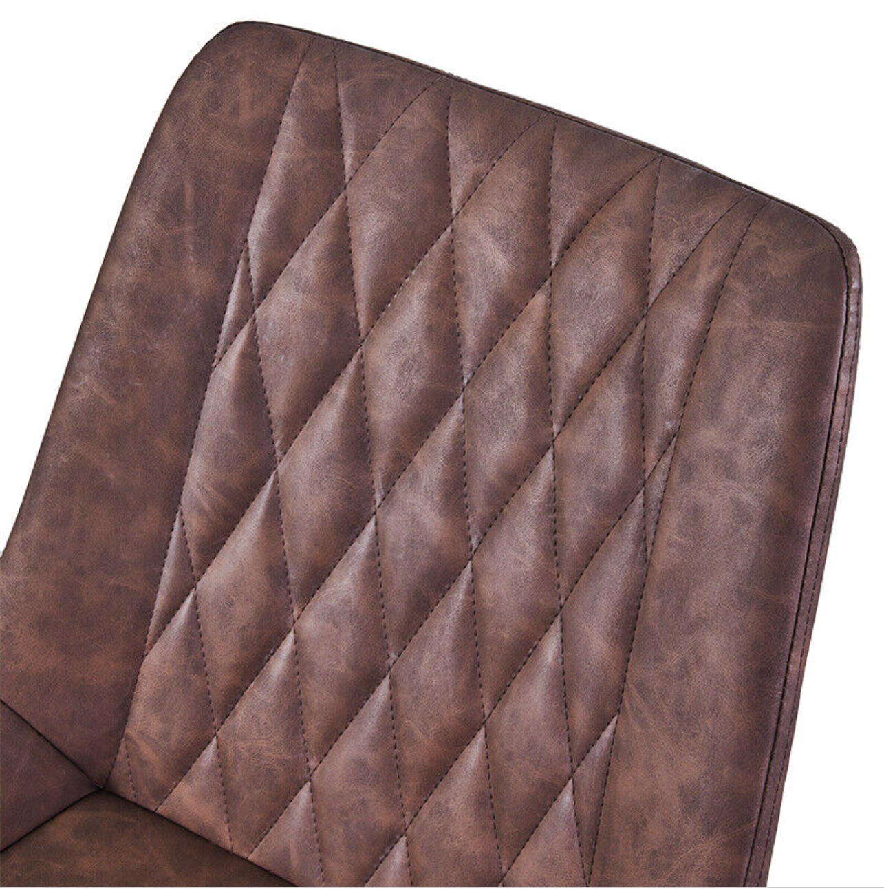 Modern brown faux leather dining chair with padded seat and metal frame – set of 2