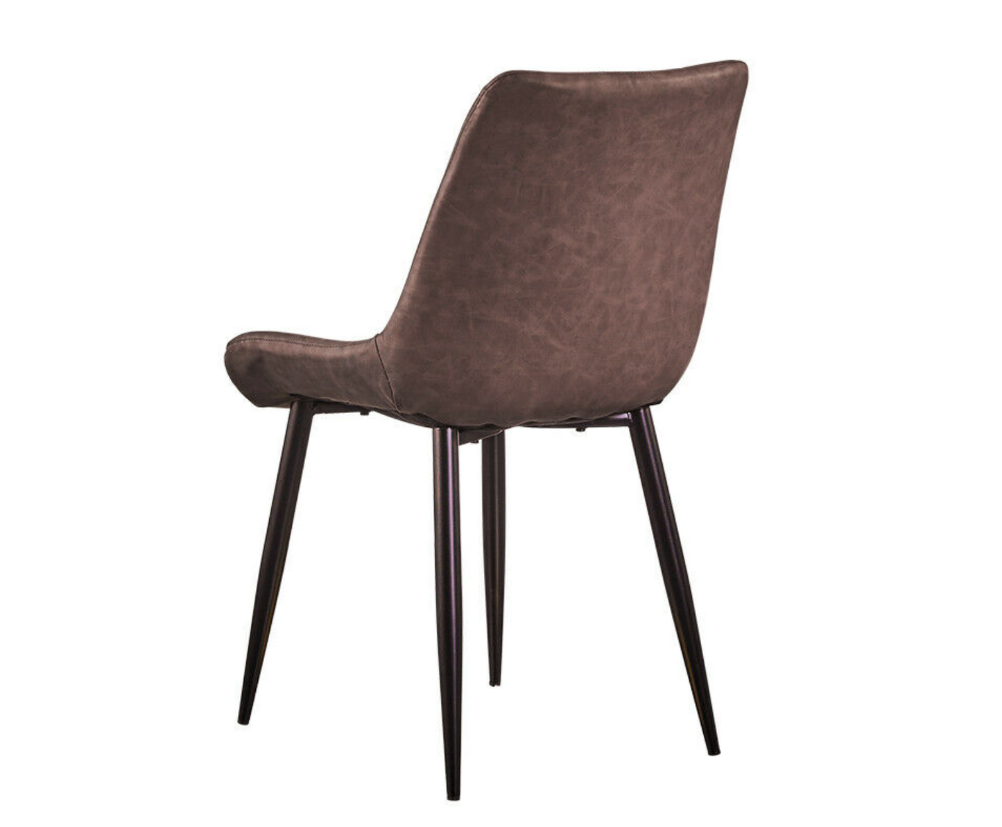 Modern brown faux leather dining chair with padded seat and metal frame – set of 2
