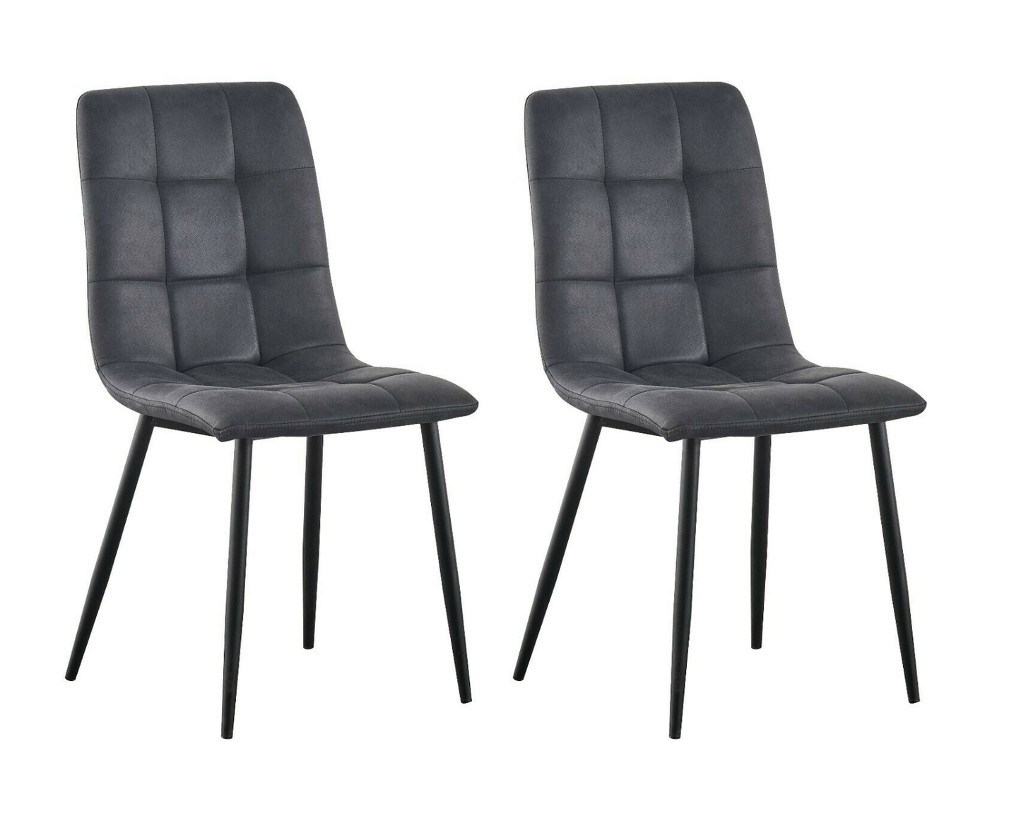 Set of 2 grey faux suede dining chairs with matte finish – soft and modern design