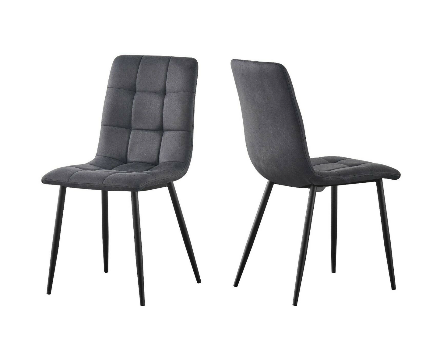 Set of 2 grey faux suede dining chairs with matte finish – soft and modern design