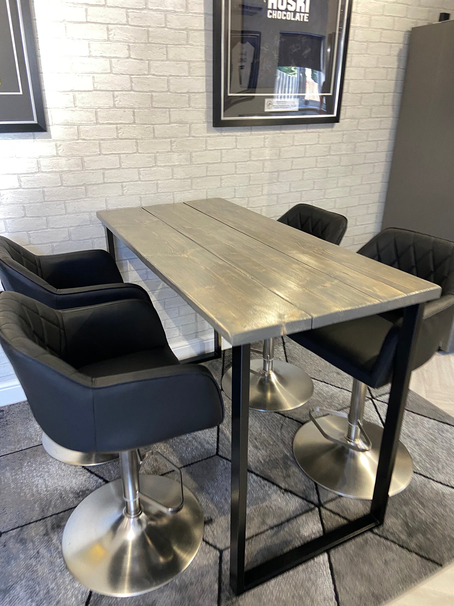 Handmade breakfast bar crafted from reclaimed scaffold boards