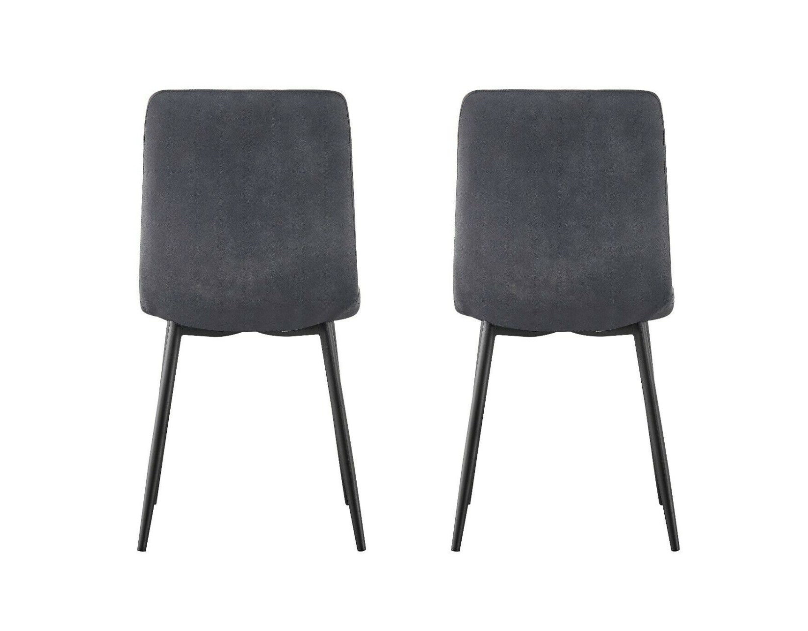 Set of 2 grey faux suede dining chairs with matte finish – soft and modern design