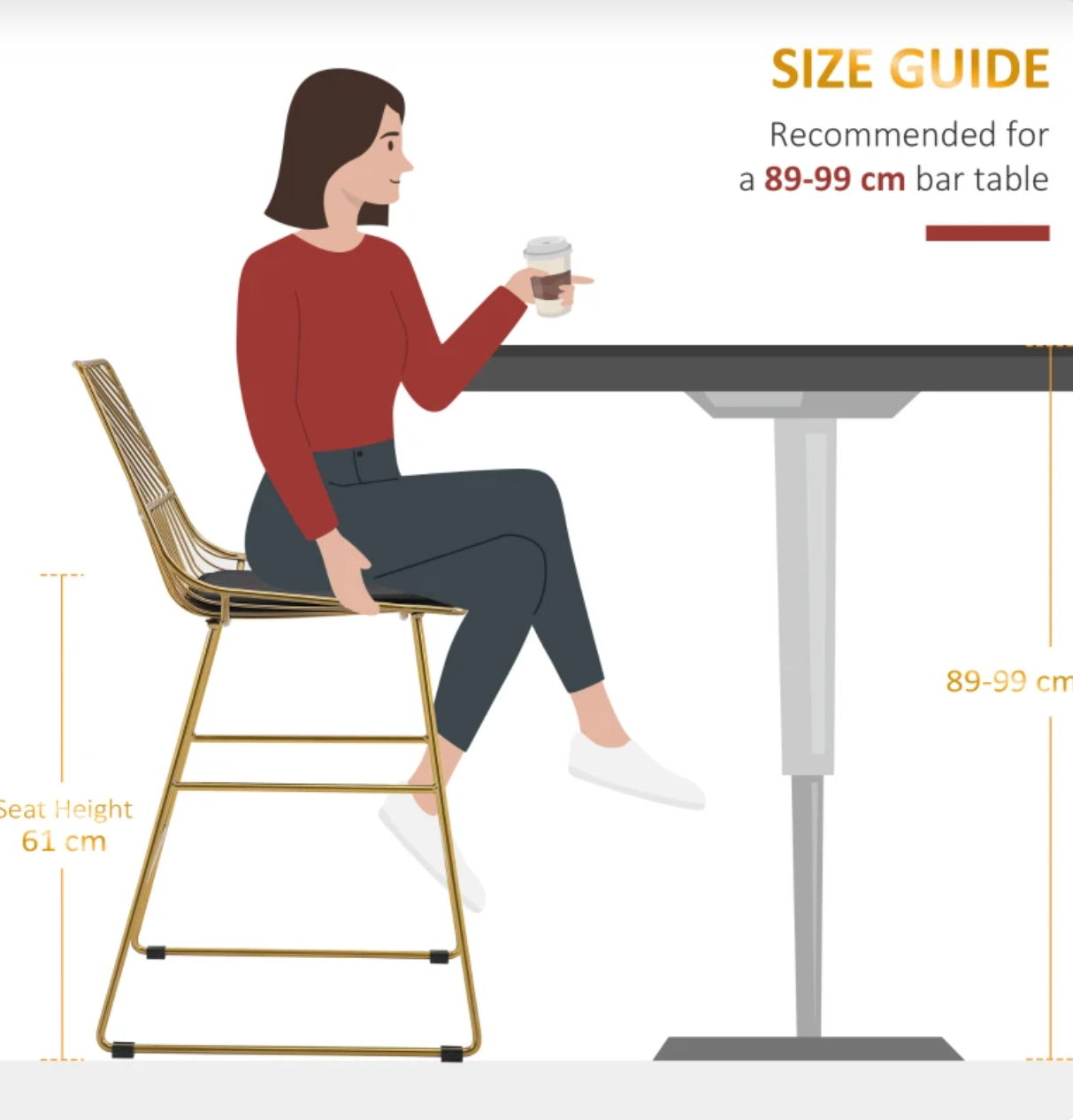 Modern gold bar stools with backrest and black cushion – set of 2 counter height chairs for kitchen or breakfast bar