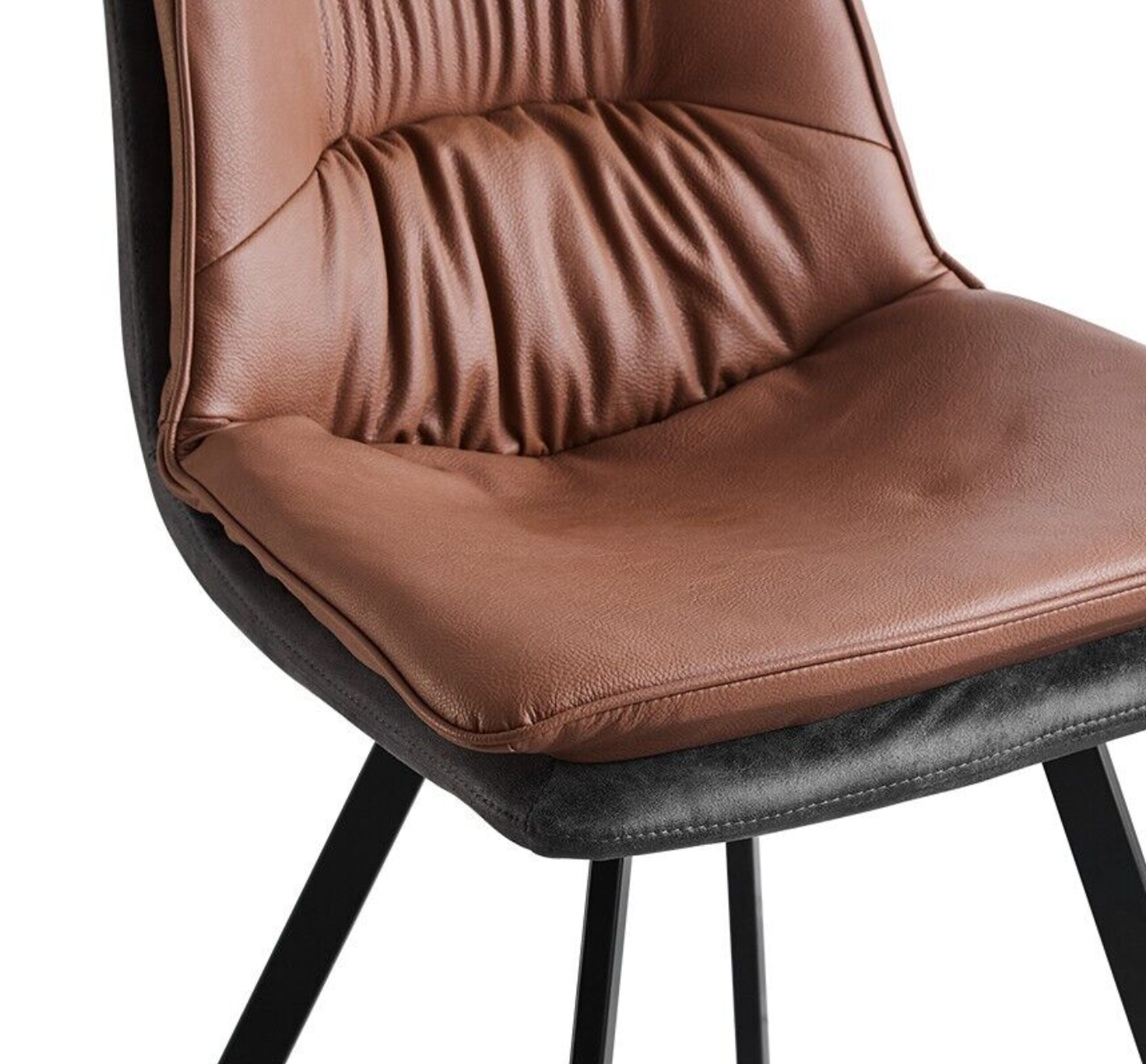 2pcs Mix Colour Dining Chairs Faux Leather Padded Seat Metal Legs Chair Brown Grey