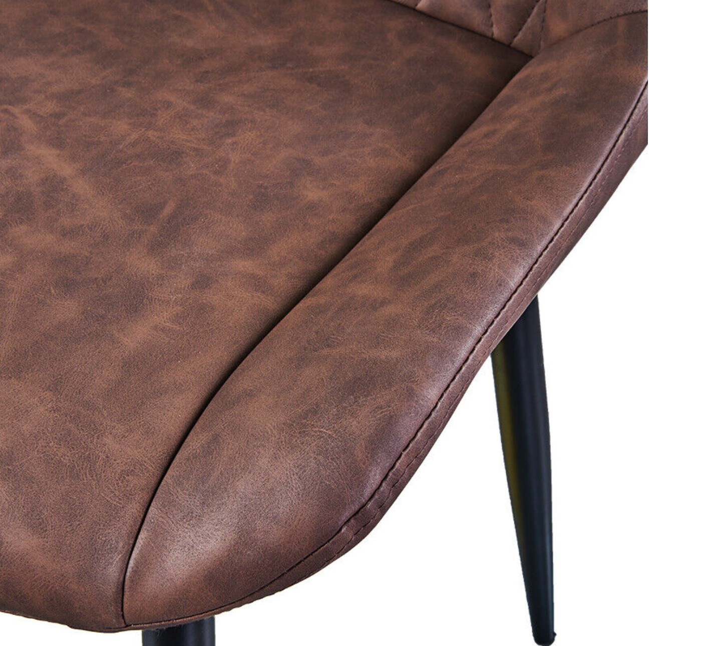 Modern brown faux leather dining chair with padded seat and metal frame – set of 2