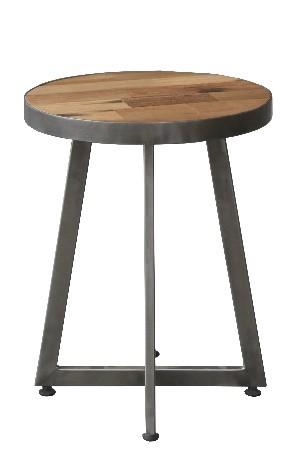 Compact reclaimed wood side table or industrial stool with sealed steel legs – Dockhouse Series