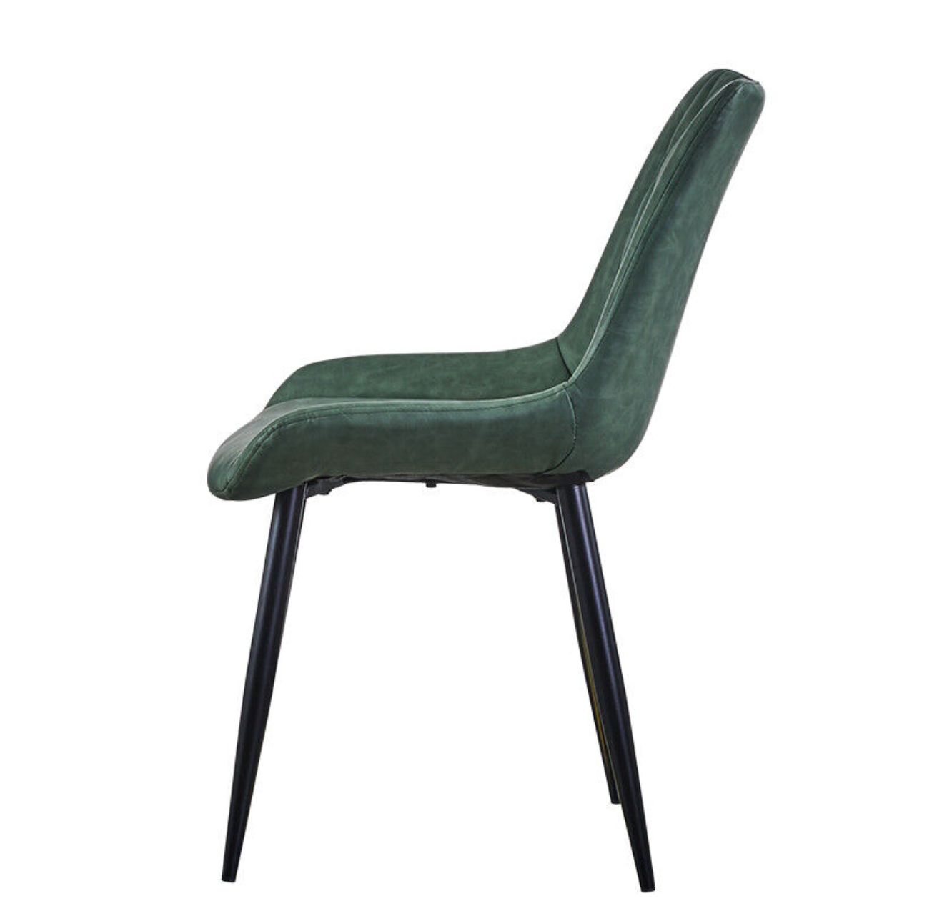 Green faux leather dining chair with diamond stitching and padded seat – set of 2