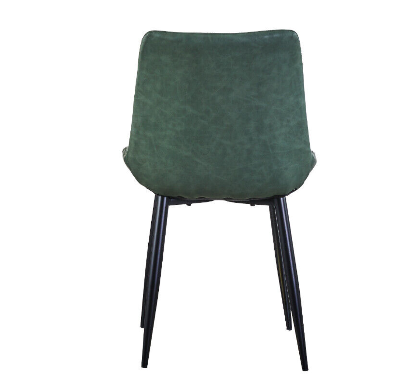 Green faux leather dining chair with diamond stitching and padded seat – set of 2