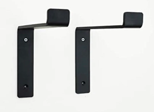 Reclaimed wood wall shelves with industrial or retro-style metal brackets – handmade to order with rustic finish