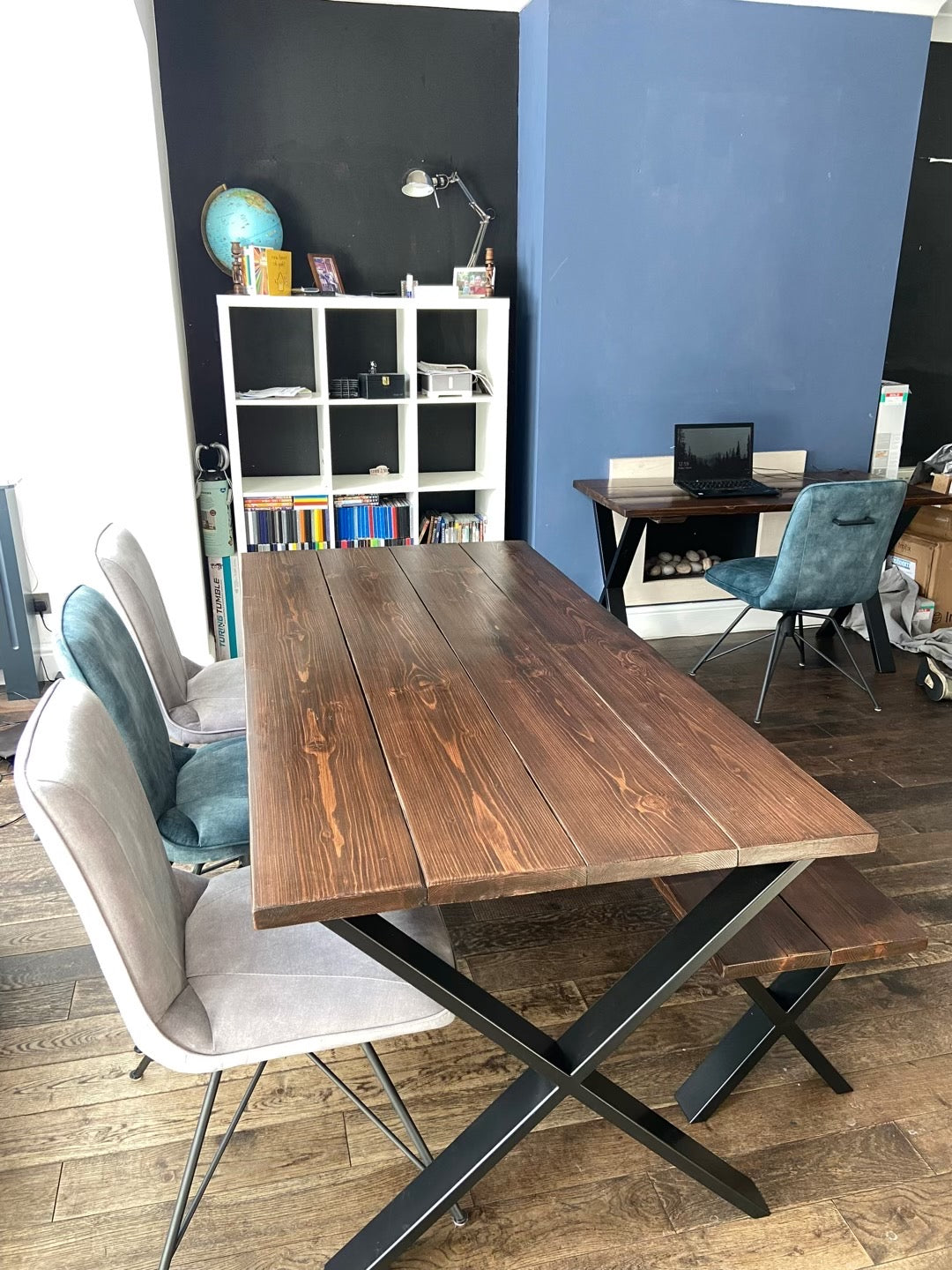 Industrial style table made from scaffold boards