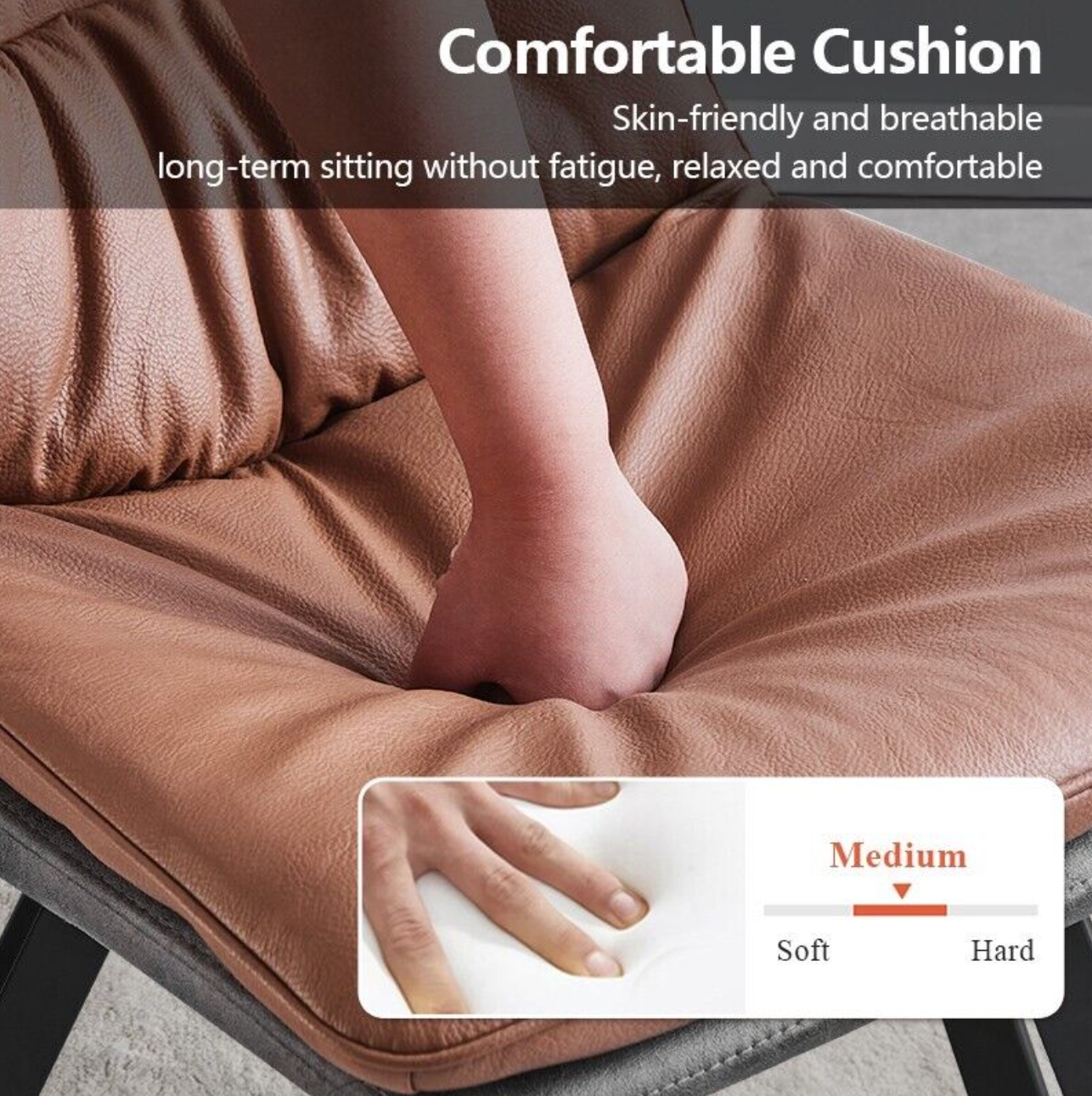 Set of 2 faux leather dining chairs with metallic frame and padded seat – modern indoor design