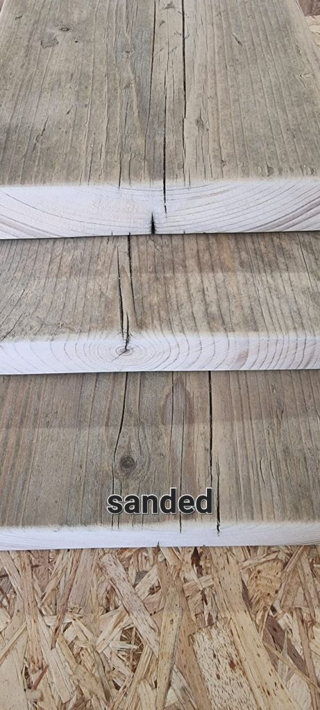 Smooth sanded reclaimed scaffold board cut to size – ideal for shelving, furniture, or DIY projects