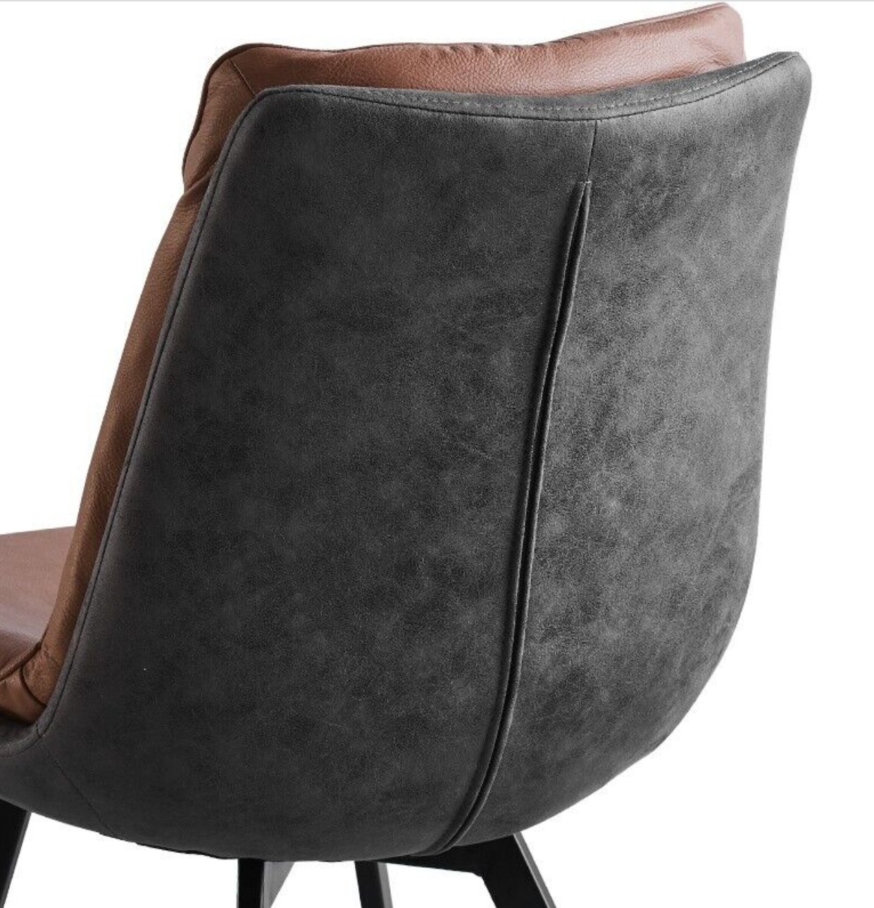 Set of 2 faux leather dining chairs with metallic frame and padded seat – modern indoor design