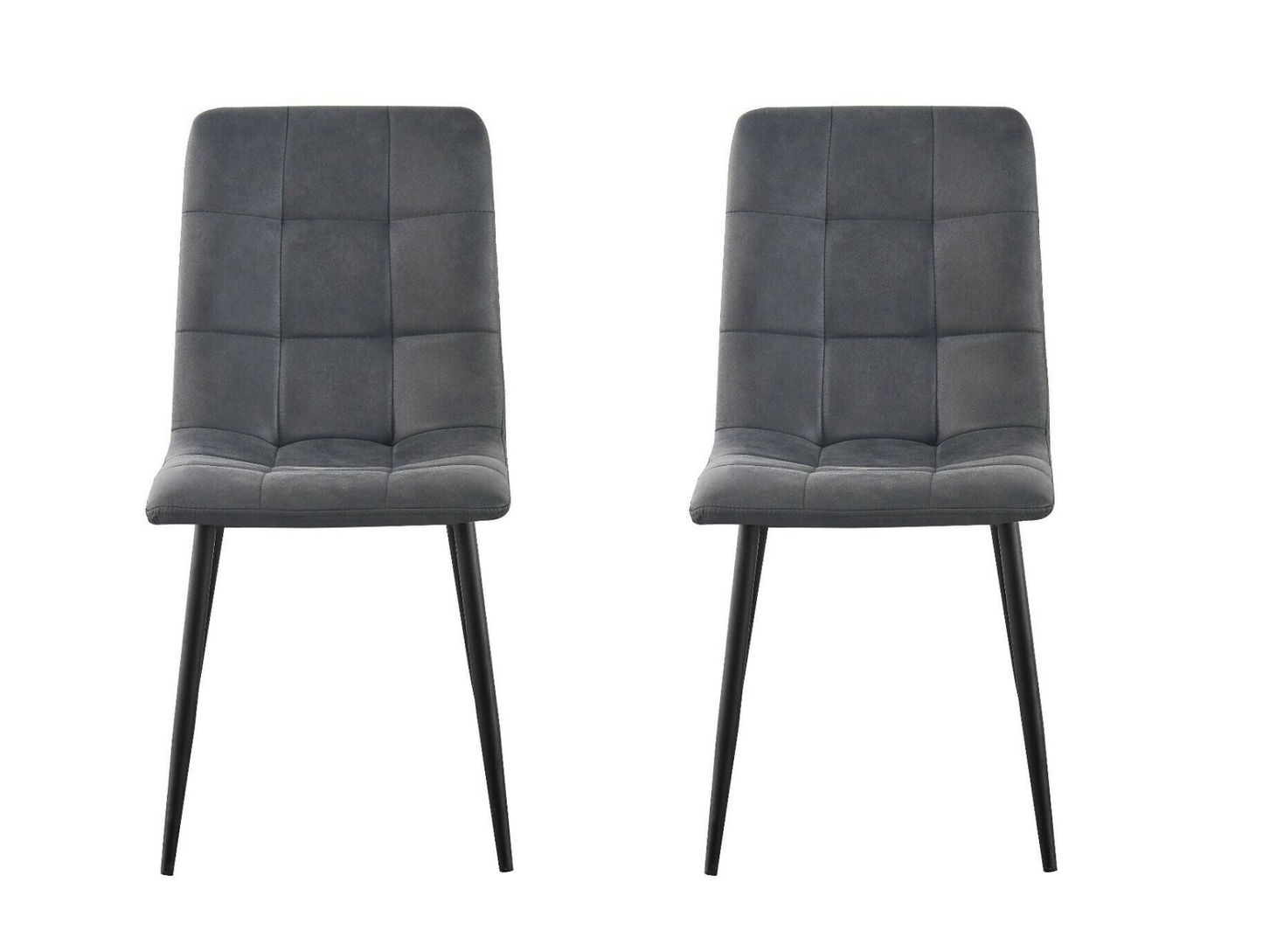 Set of 2 grey faux suede dining chairs with matte finish – soft and modern design