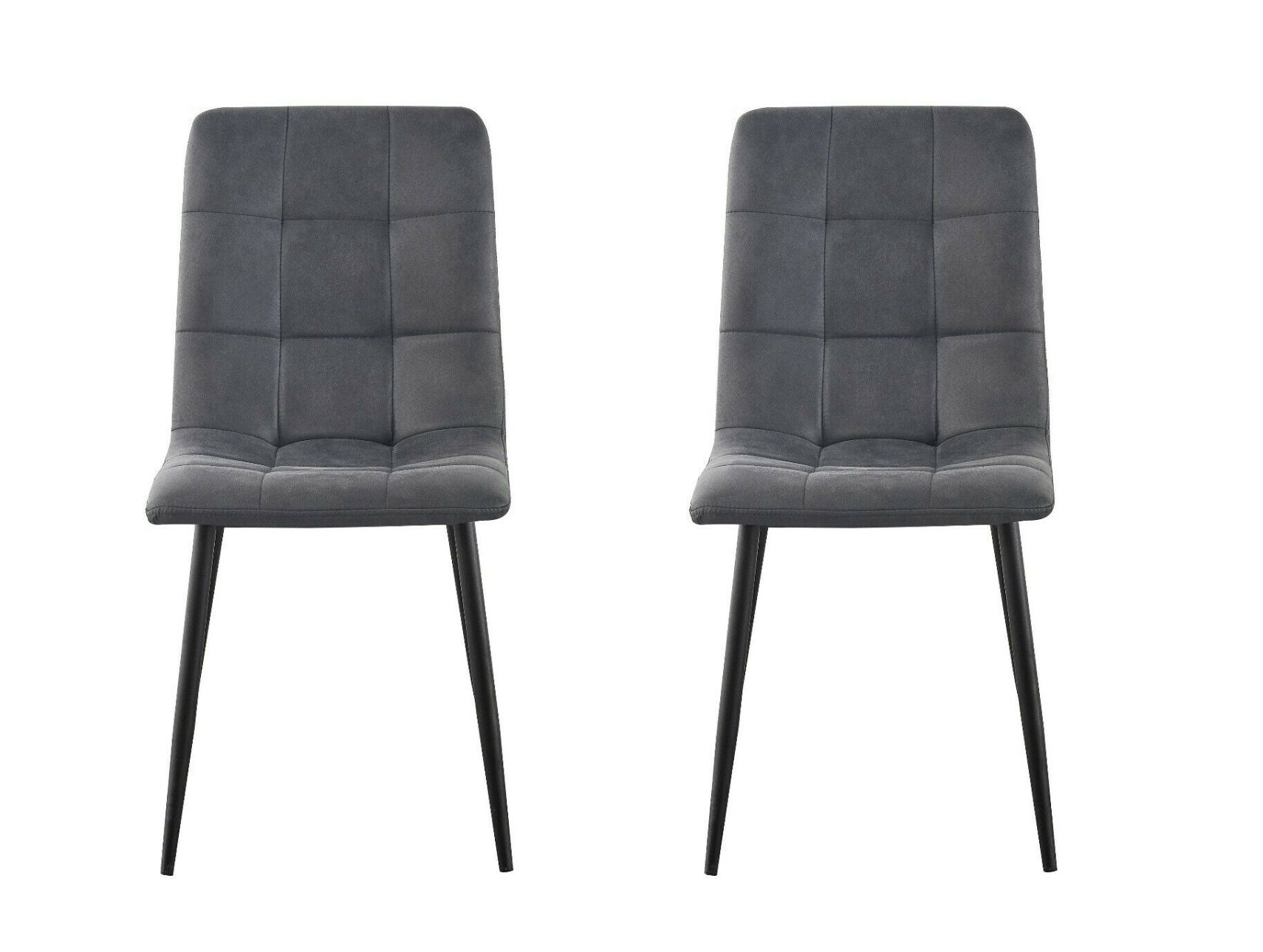 Set of 2 grey faux suede dining chairs with matte finish – soft and modern design