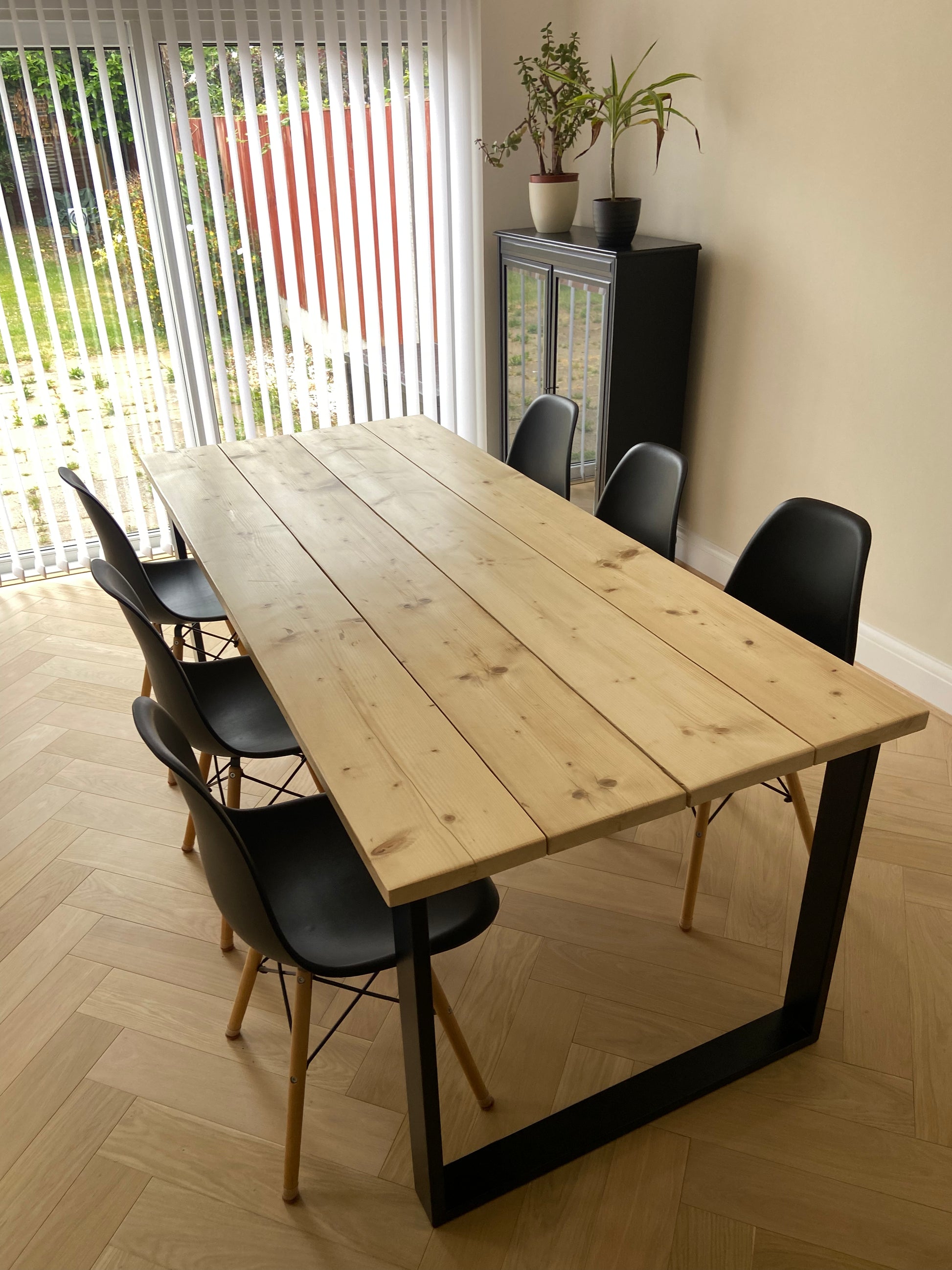Industrial style table made from scaffold boards