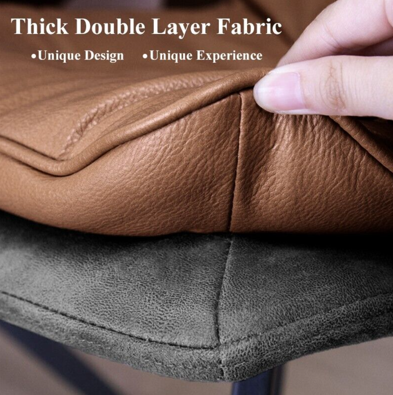 Set of 2 faux leather dining chairs with metallic frame and padded seat – modern indoor design