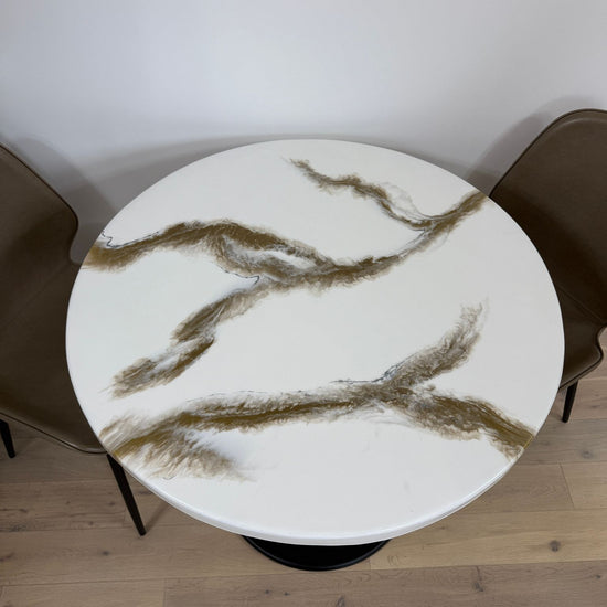 round epoxy table with old river on white