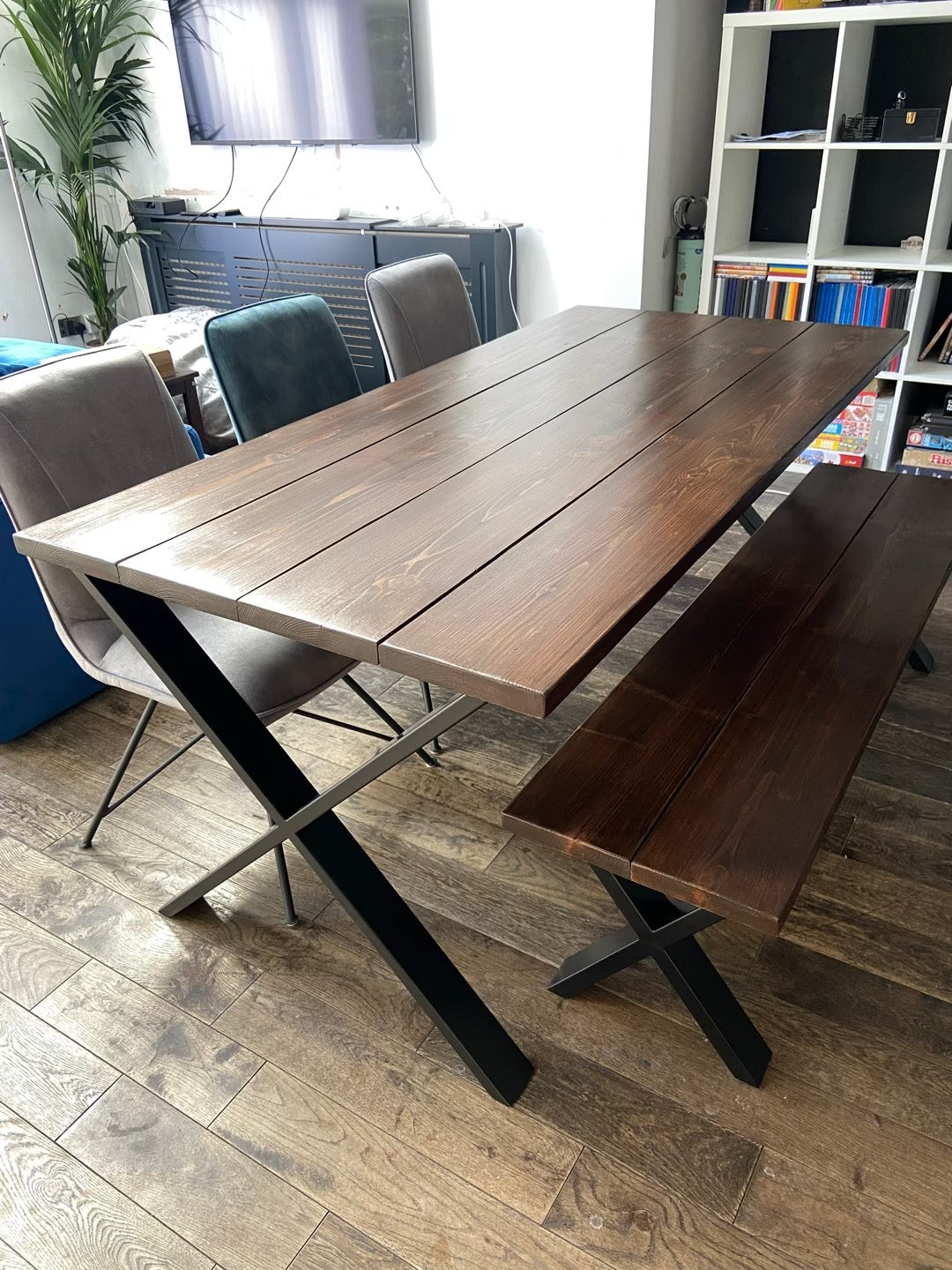 Industrial style table made from scaffold boards